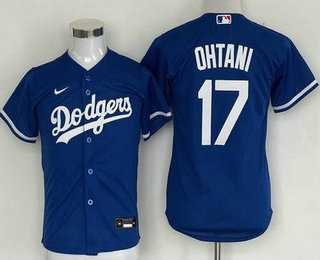 Youth Los Angeles Dodgers #17 Shohei Ohtani Blue Cool Base Jersey->mlb youth jerseys->MLB Jersey